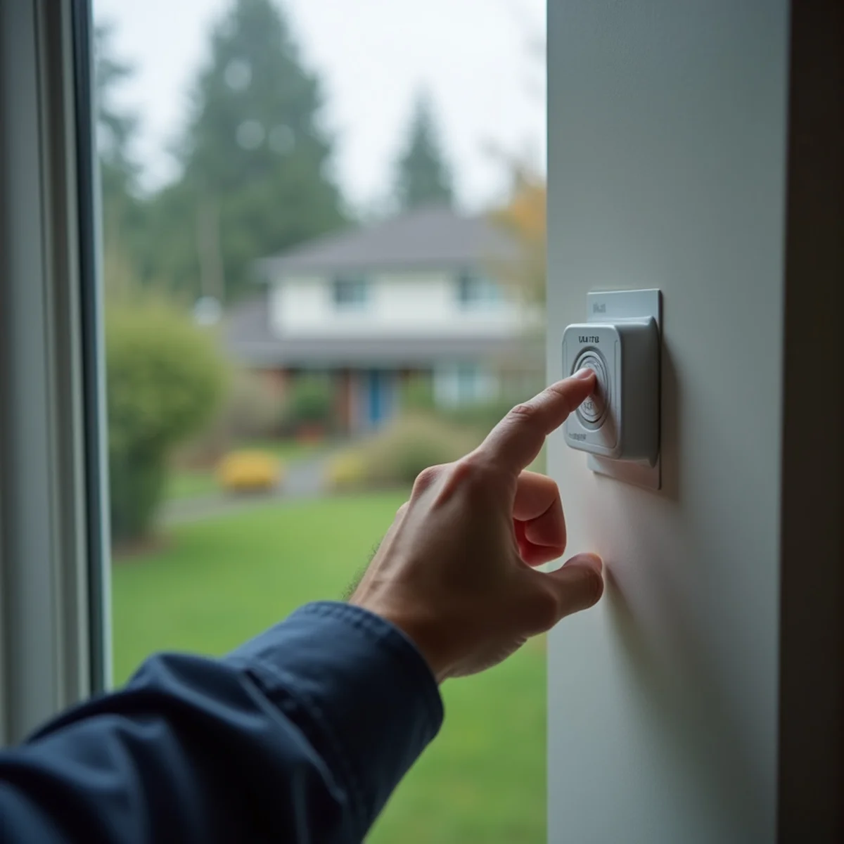 Thermostat fan switched to ON to keep air moving through the filter during wildfire smoke near Bothell, WA
